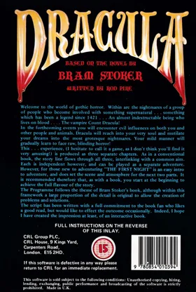 Dracula (F) (1986) [Hebdogiciel] (Trainer) box cover back